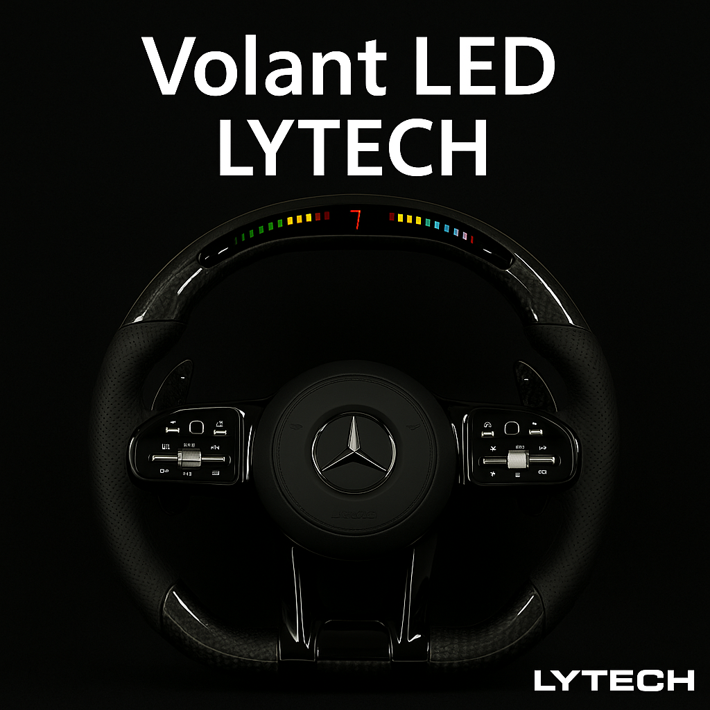 Volant LED LYTECH pour Mercedes en carbone noir avec shift-light multicolore et affichage digital